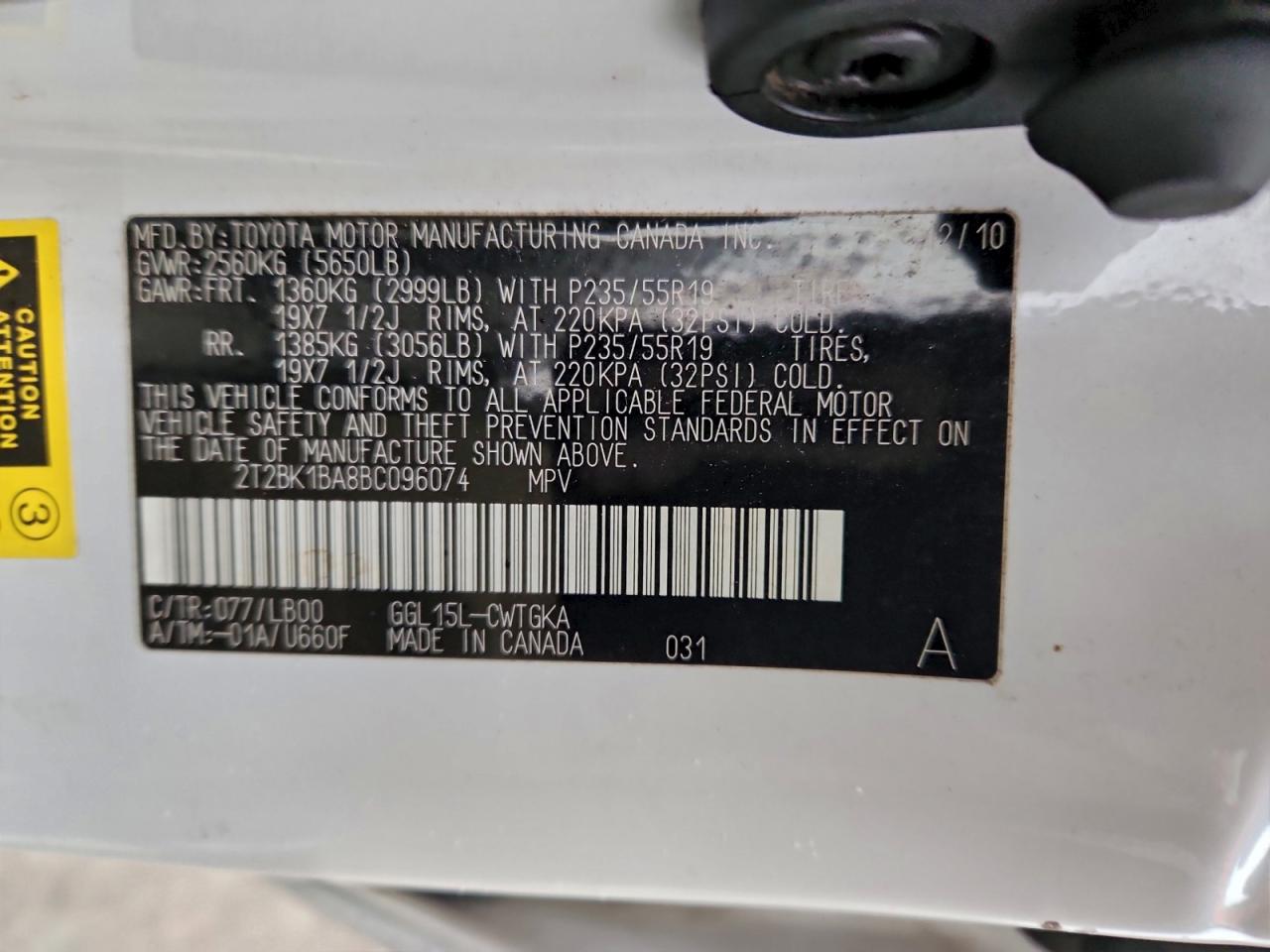 2011 Lexus Rx 350 VIN: 2T2BK1BA8BC096074 Lot: 95213515