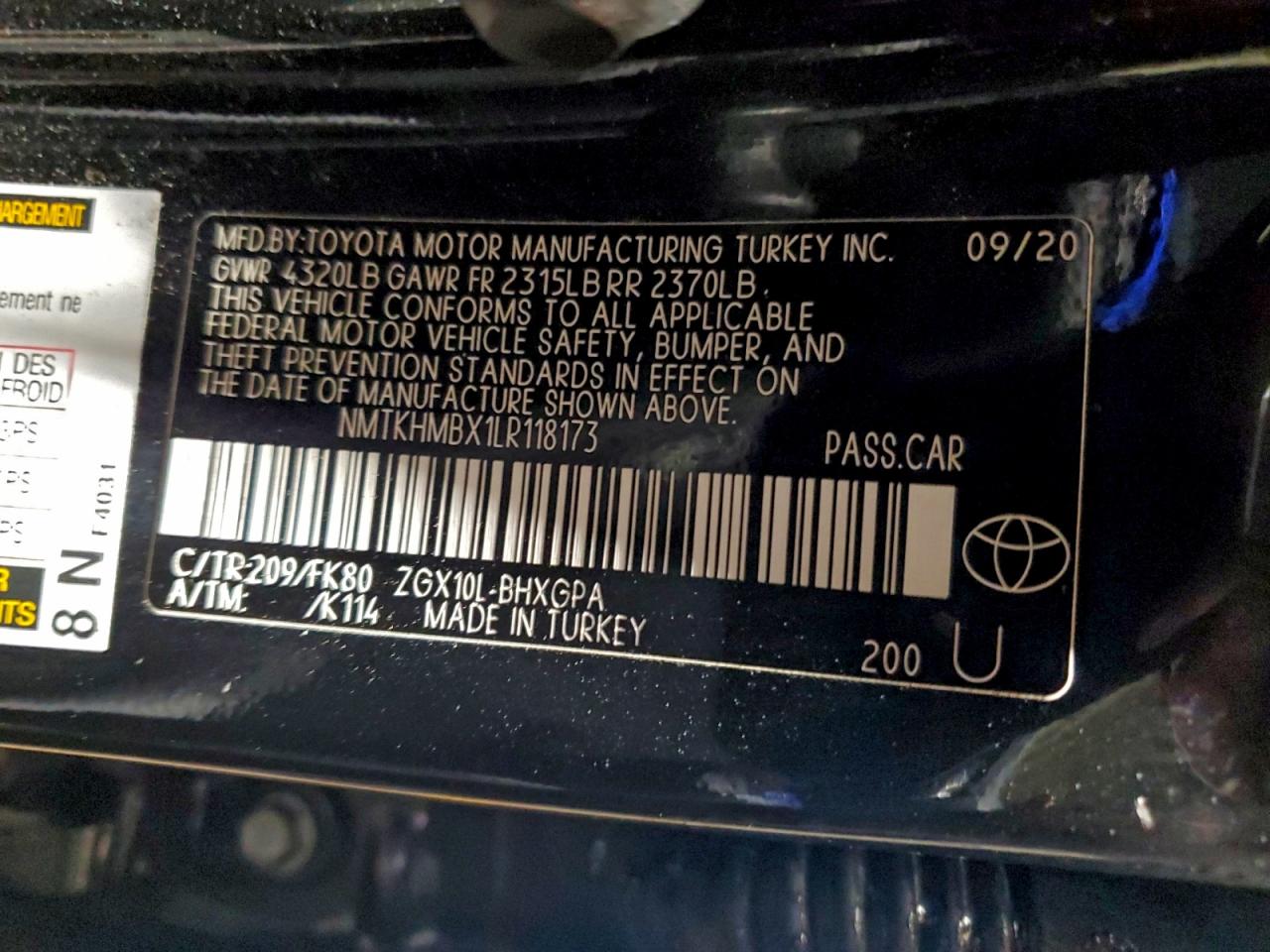 2020 Toyota C-Hr Xle VIN: NMTKHMBX1LR118173 Lot: 96035875