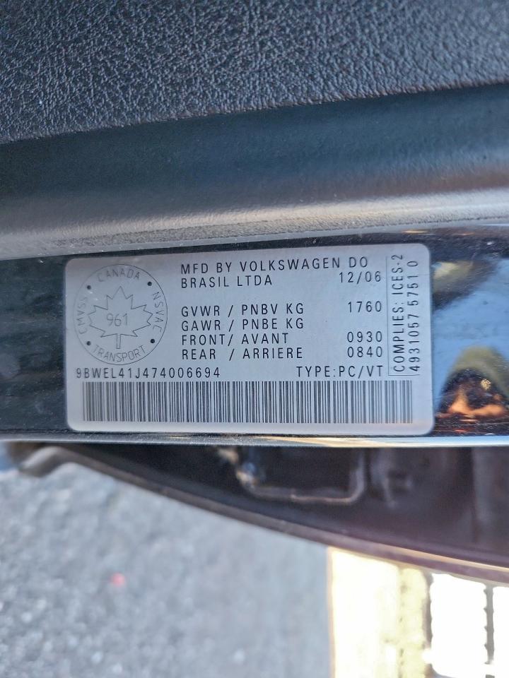 2007 Volkswagen City Golf VIN: 9BWEL41J474006694 Lot: 94551645