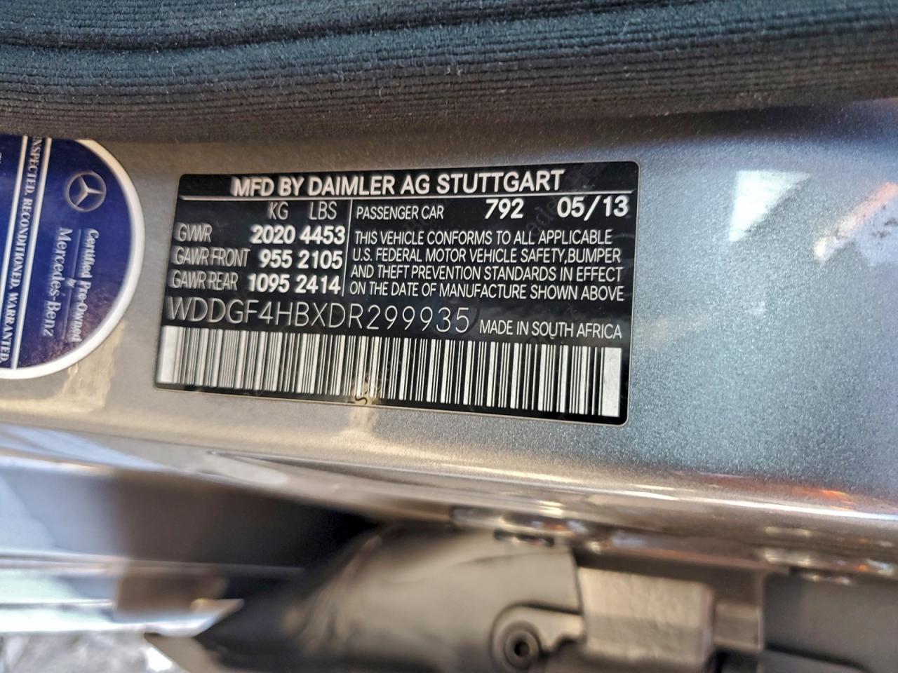 2013 Mercedes-Benz C 250 VIN: WDDGF4HBXDR299935 Lot: 96588895