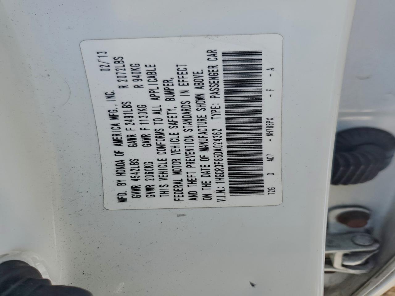 2013 Honda Accord Exl VIN: 1HGCR3F85DA024362 Lot: 94176015