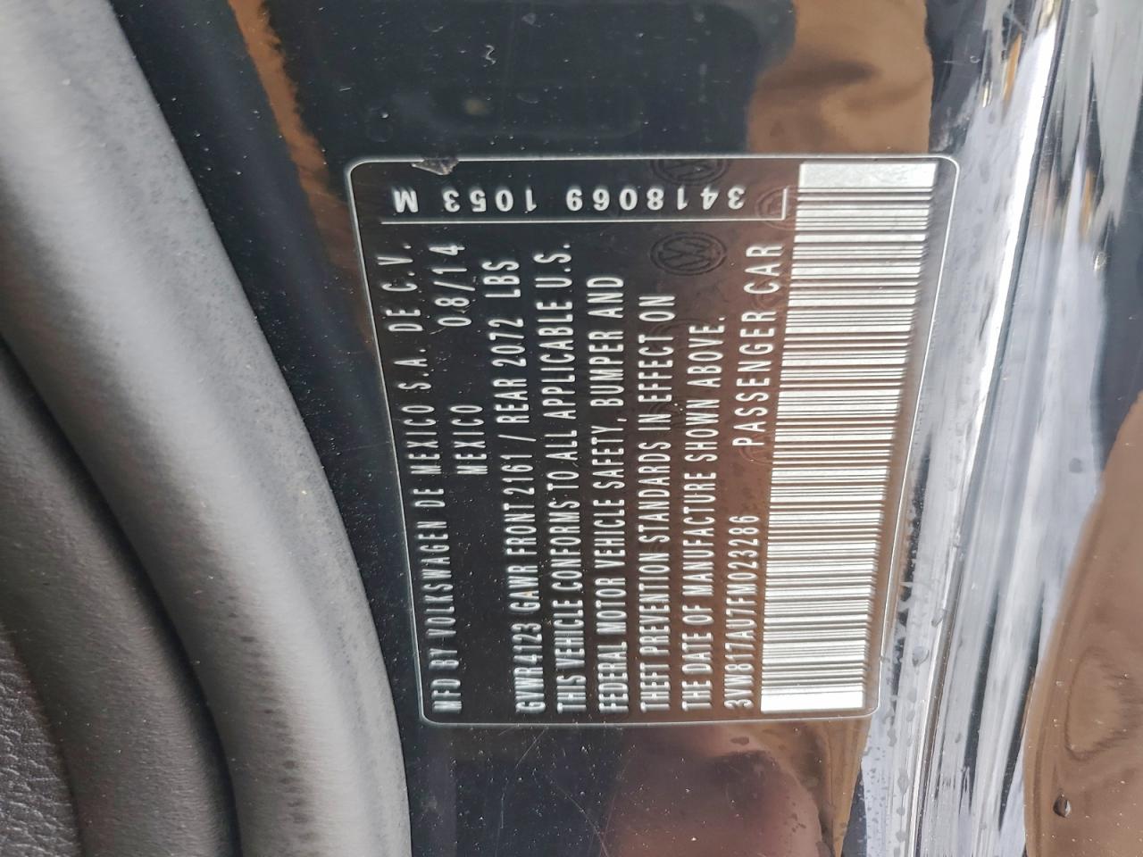 2015 Volkswagen Golf VIN: 3VW817AU7FM023286 Lot: 95563645