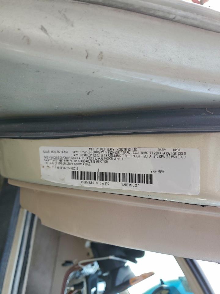 2006 Subaru Outback Outback 3.0R Ll Bean VIN: 4S4BP86C864326212 Lot: 96038975