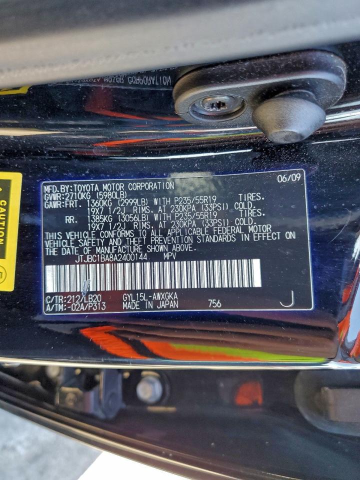 2010 Lexus Rx 450H VIN: JTJBC1BA8A2400144 Lot: 95296975