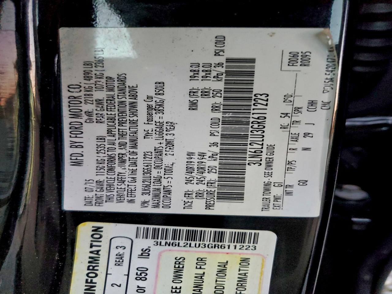 2016 Lincoln Mkz Hybrid VIN: 3LN6L2LU3GR611223 Lot: 96618815