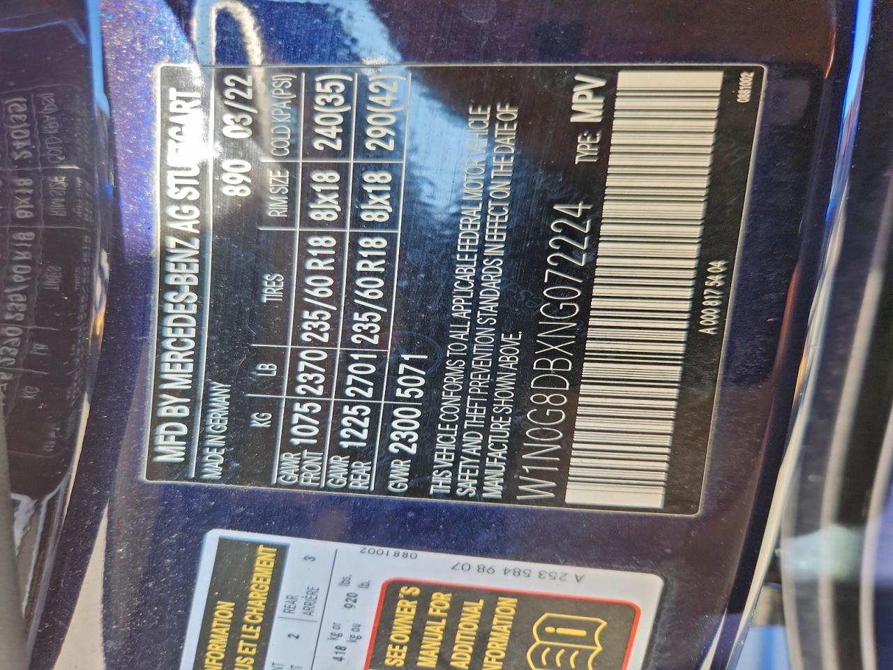 2022 Mercedes-Benz Glc 300 VIN: W1N0G8DBXNG072224 Lot: 95521205