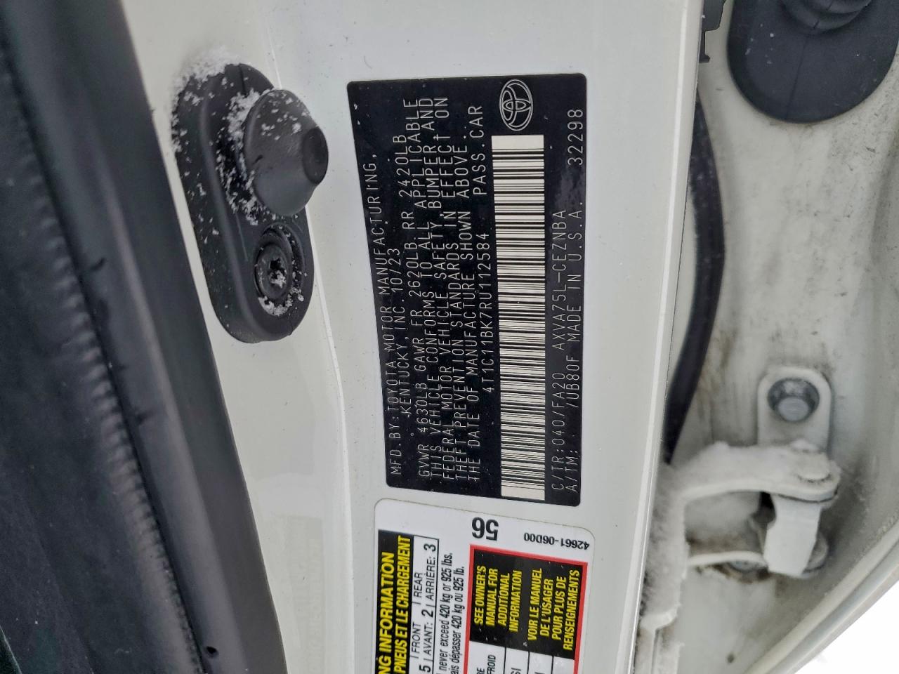 2024 Toyota Camry Le VIN: 4T1C11BK7RU112584 Lot: 94425625