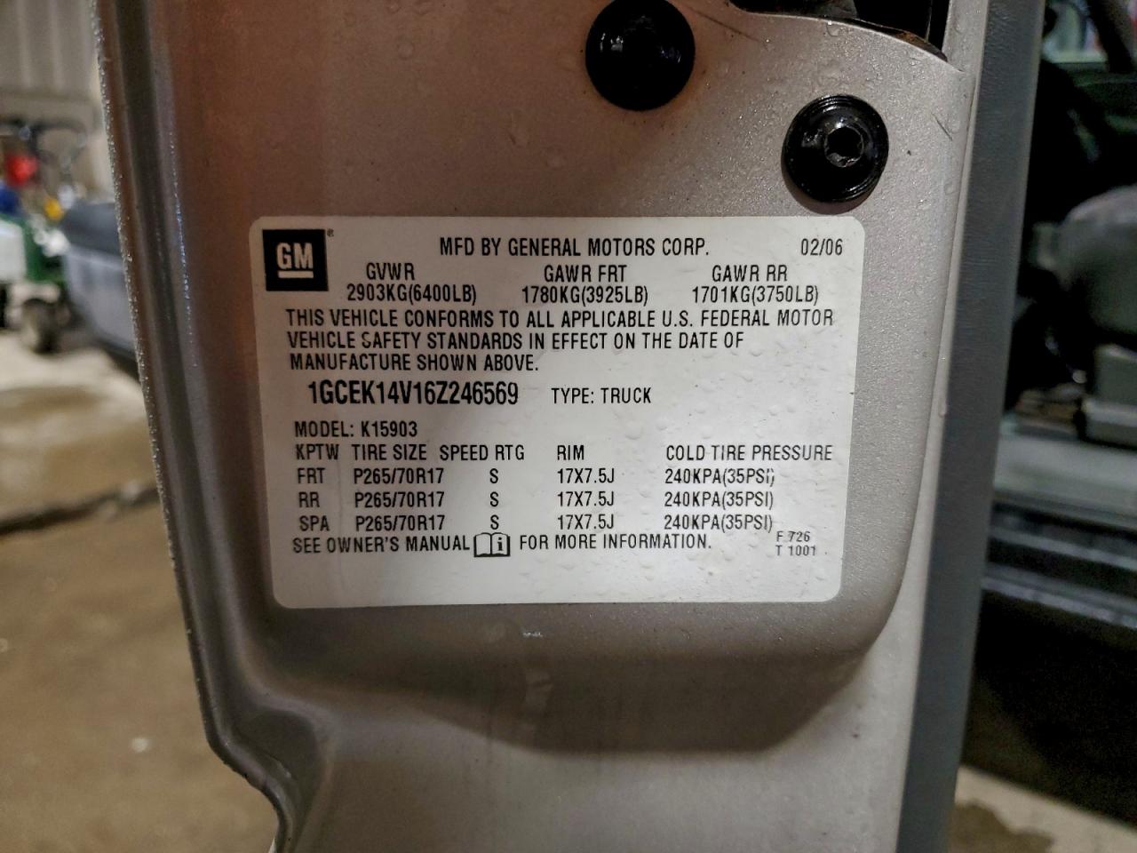 2006 Chevrolet Silverado K1500 VIN: 1GCEK14V16Z246569 Lot: 97264205