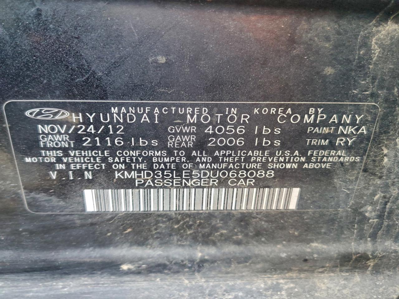 2013 Hyundai Elantra Gt VIN: KMHD35LE5DU068088 Lot: 94168745