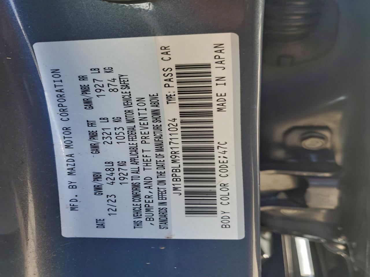 2024 Mazda 3 Preferred VIN: JM1BPBLM9R1711024 Lot: 96598545