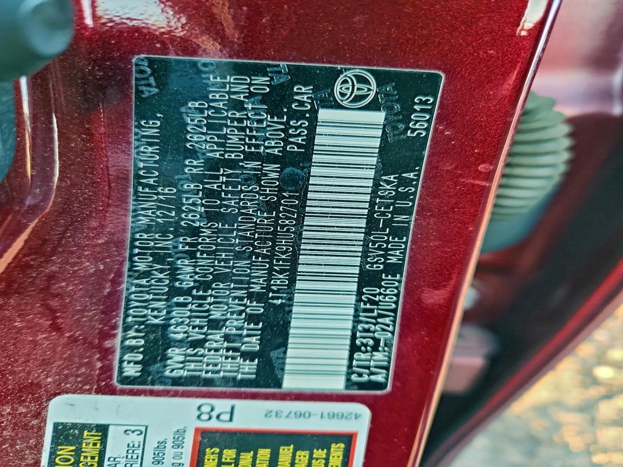 2017 Toyota Camry Xse VIN: 4T1BK1FK9HU582701 Lot: 92739605