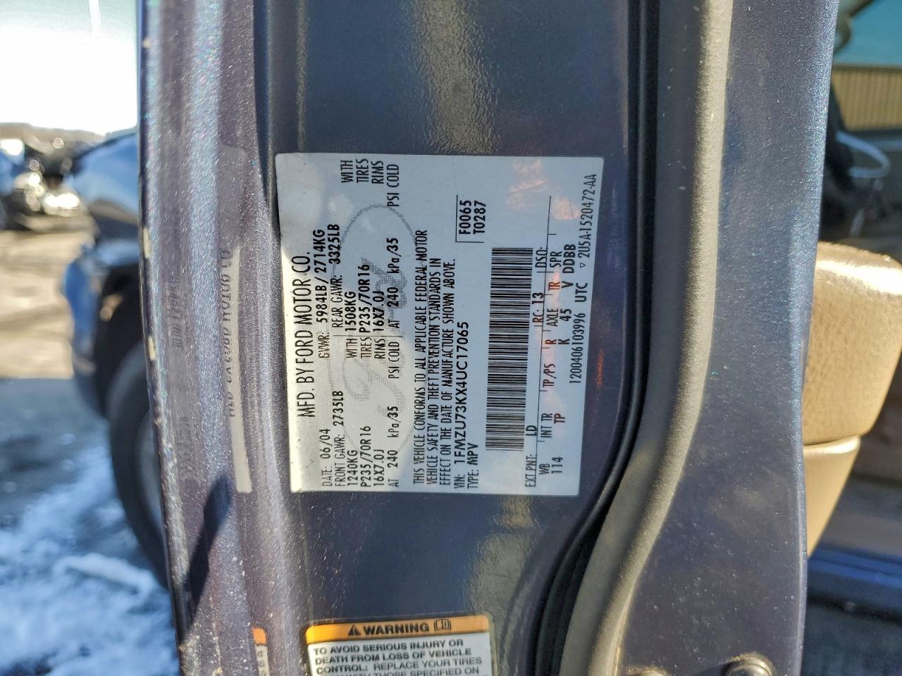 2004 Ford Explorer Xlt VIN: 1FMZU73KX4UC17065 Lot: 97233415