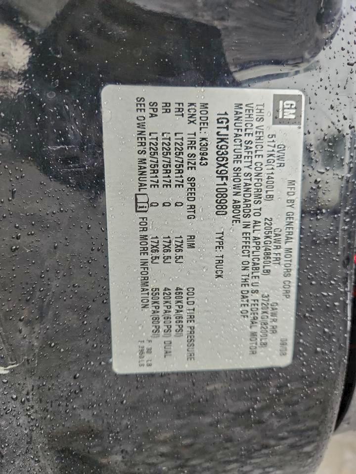 2009 GMC Sierra K3500 Slt VIN: 1GTJK936X9F108980 Lot: 96686745