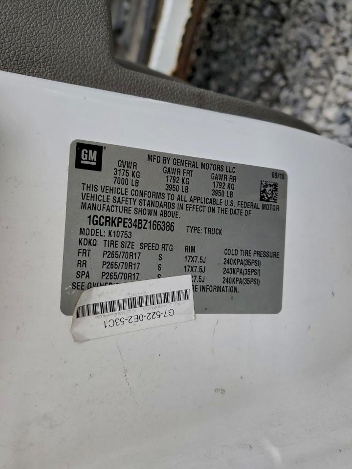 2011 Chevrolet Silverado K1500 VIN: 1GCRKPE34BZ166388 Lot: 96283015