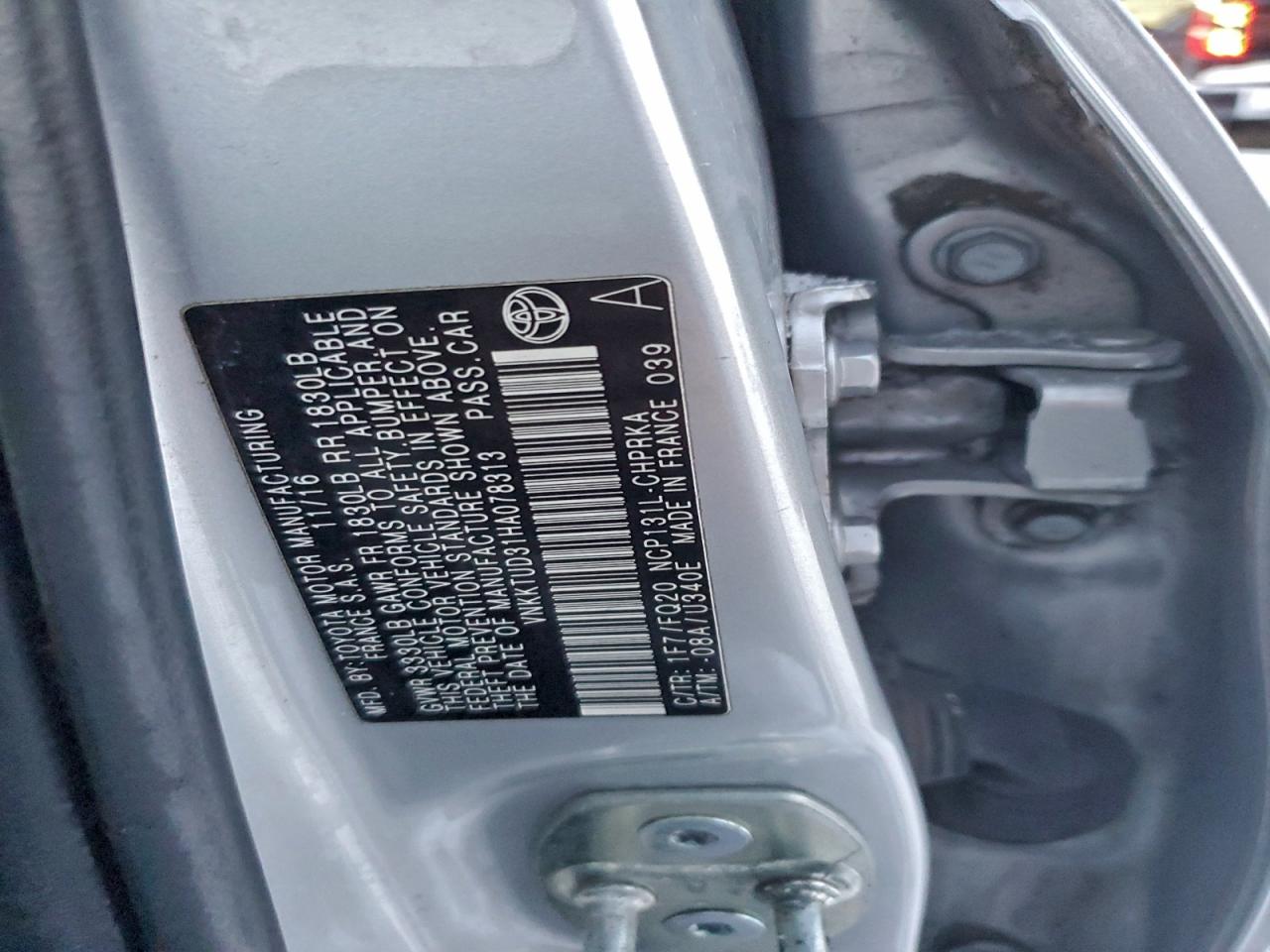 2017 Toyota Yaris L VIN: VNKKTUD31HA078313 Lot: 95531345