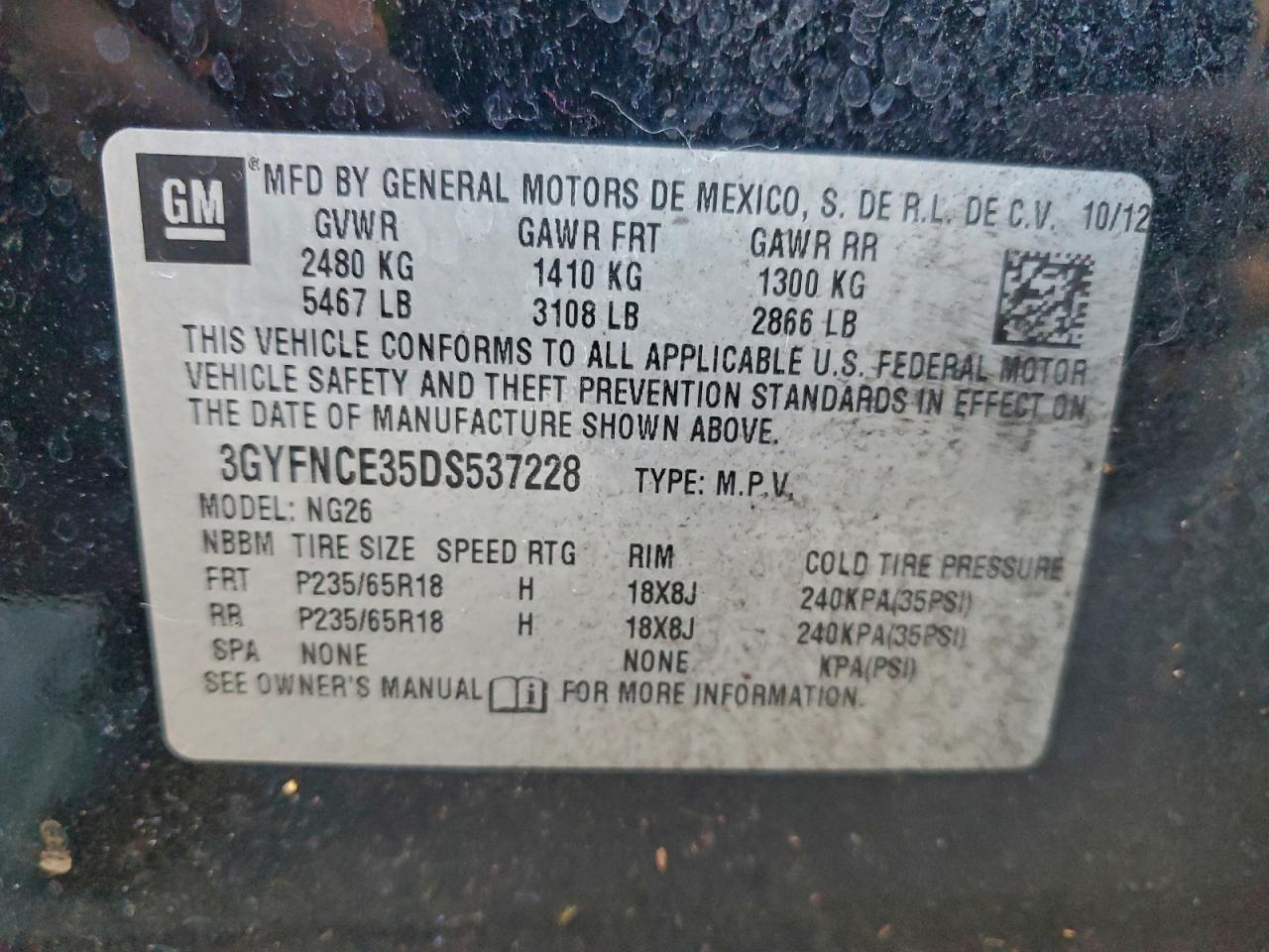 2013 Cadillac Srx Luxury Collection VIN: 3GYFNCE35DS537228 Lot: 95987385