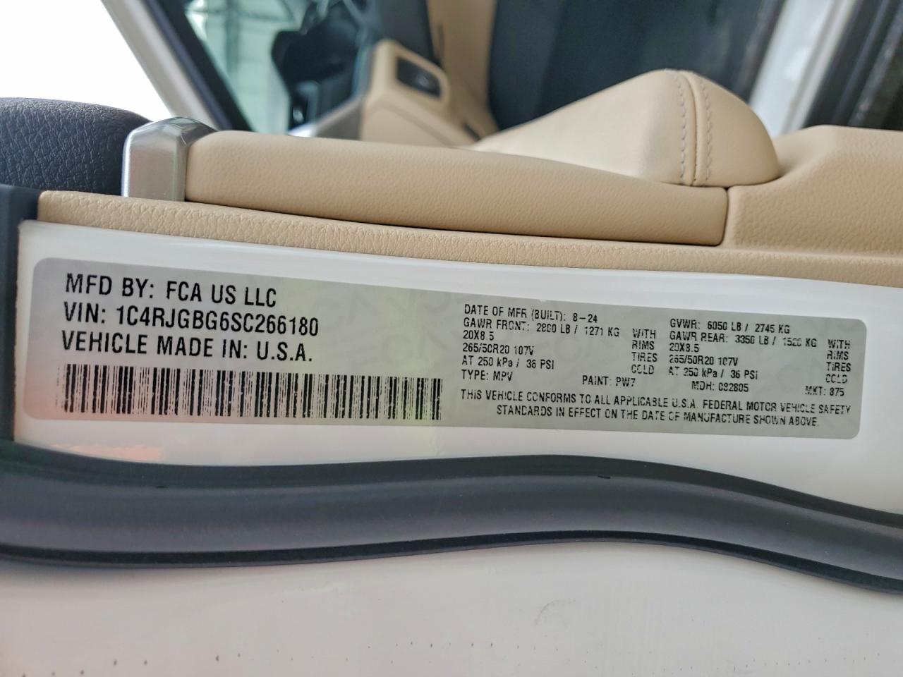 2025 Jeep Grand Cherokee Limited VIN: 1C4RJGBG6SC266180 Lot: 94456805