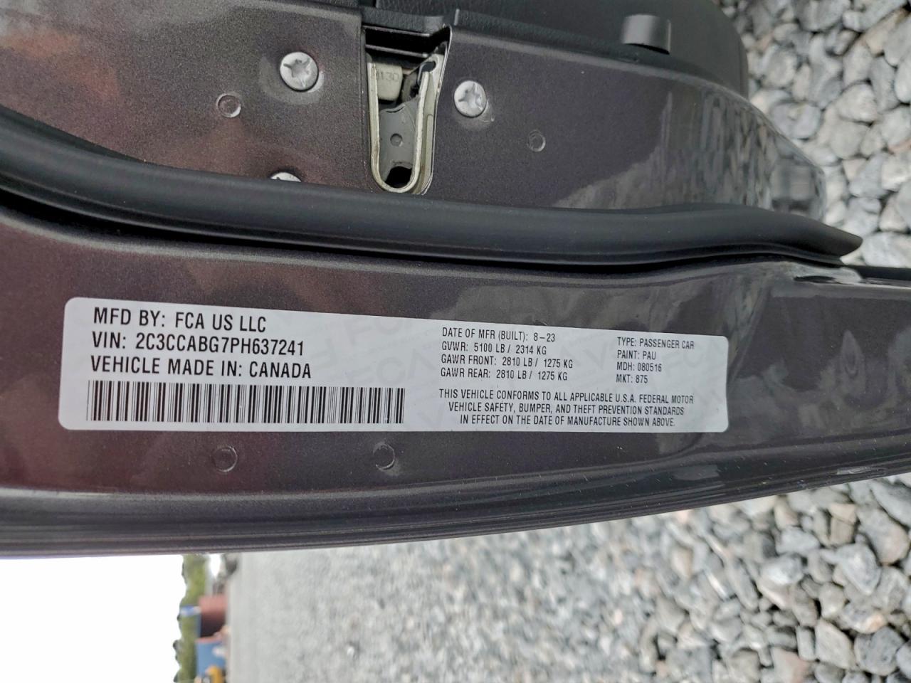 2023 Chrysler 300 S VIN: 2C3CCABG7PH637241 Lot: 96370075