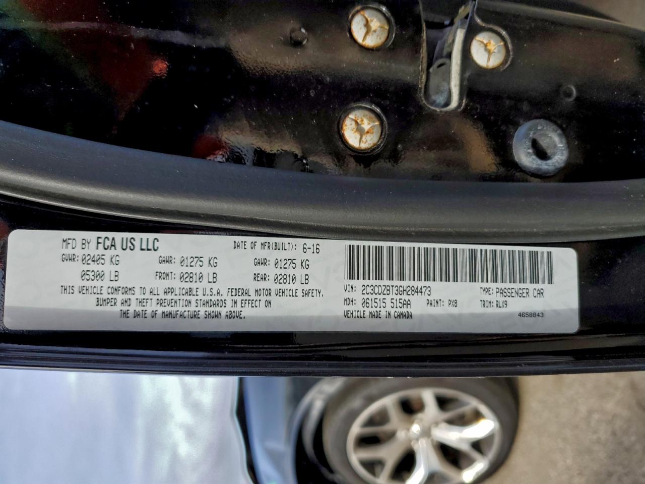 2016 Dodge Challenger R/T VIN: 2C3CDZBT3GH284473 Lot: 95193025