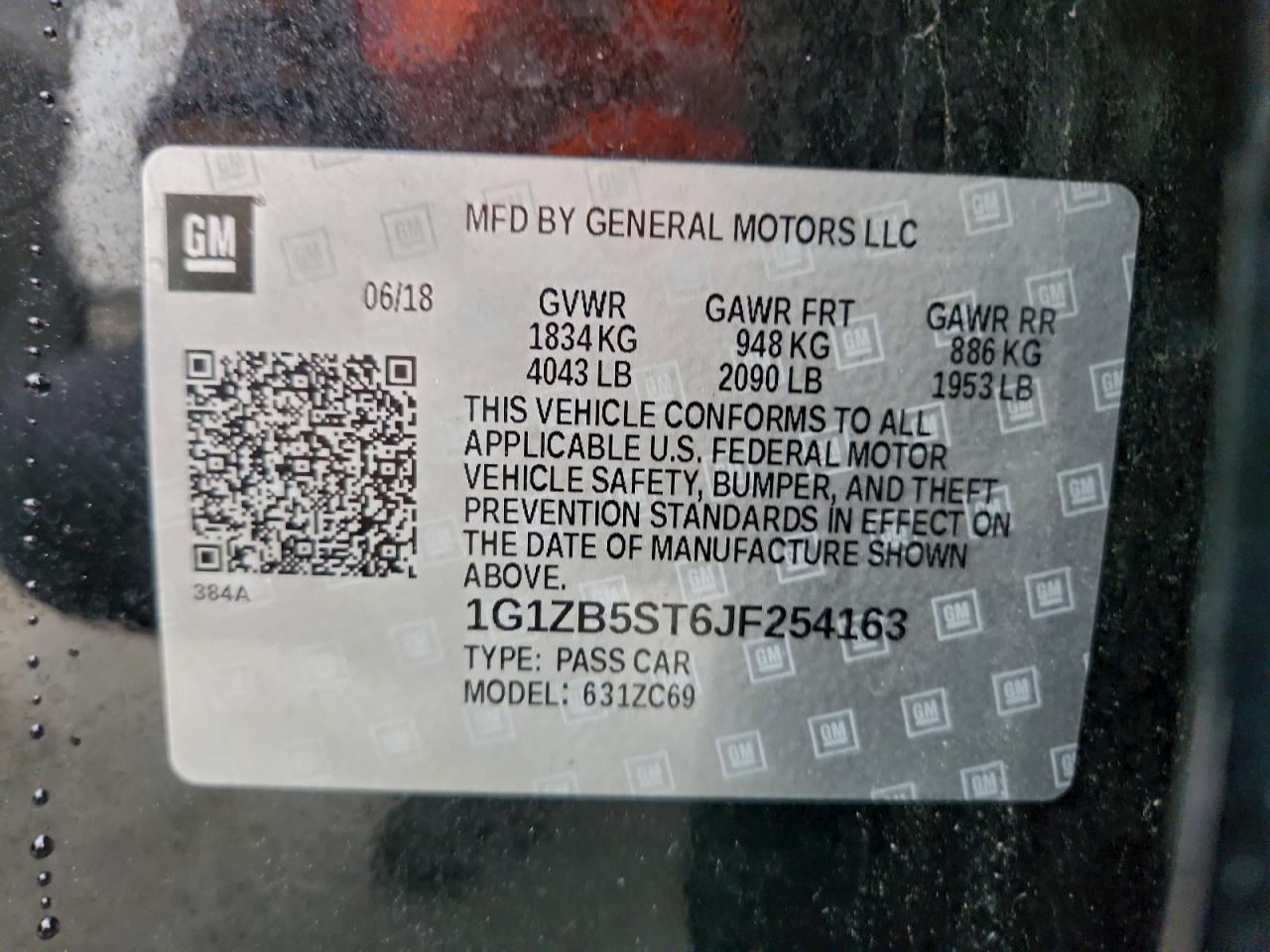 2018 Chevrolet Malibu Ls VIN: 1G1ZB5ST6JF254163 Lot: 94388965