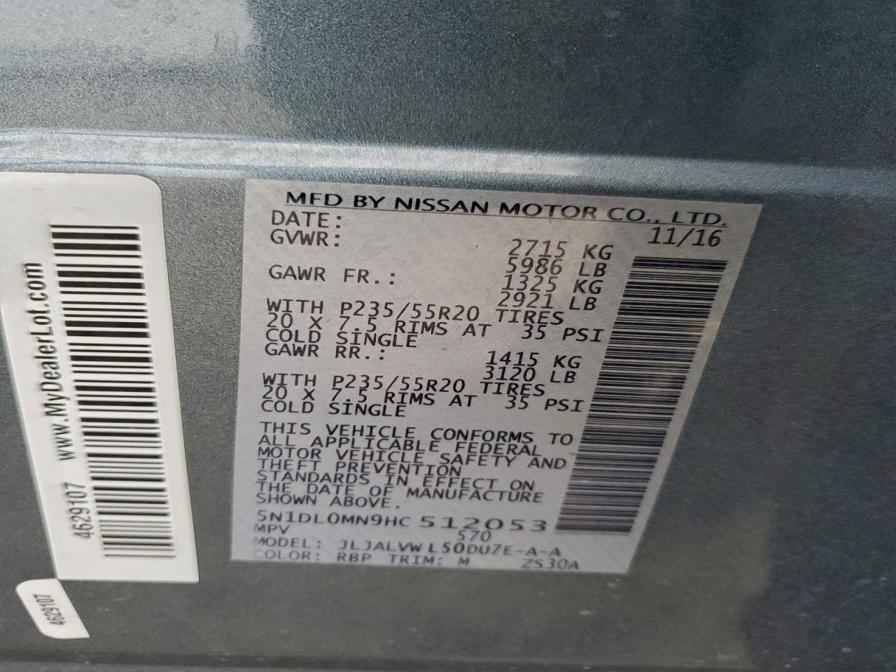 2017 Infiniti Qx60 VIN: 5N1DL0MN9HC512053 Lot: 94890975