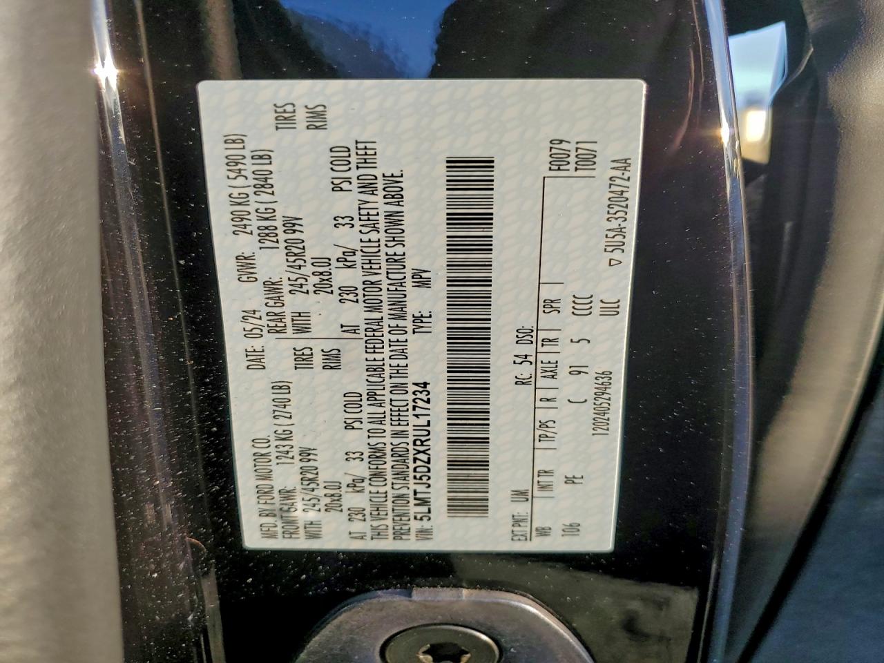 2024 Lincoln Corsair Grand Touring VIN: 5LMTJ5DZXRUL17234 Lot: 95170245