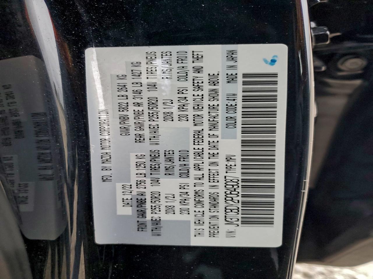 2023 Mazda Cx-9 Grand Touring VIN: JM3TCBDY2P0649087 Lot: 91690905