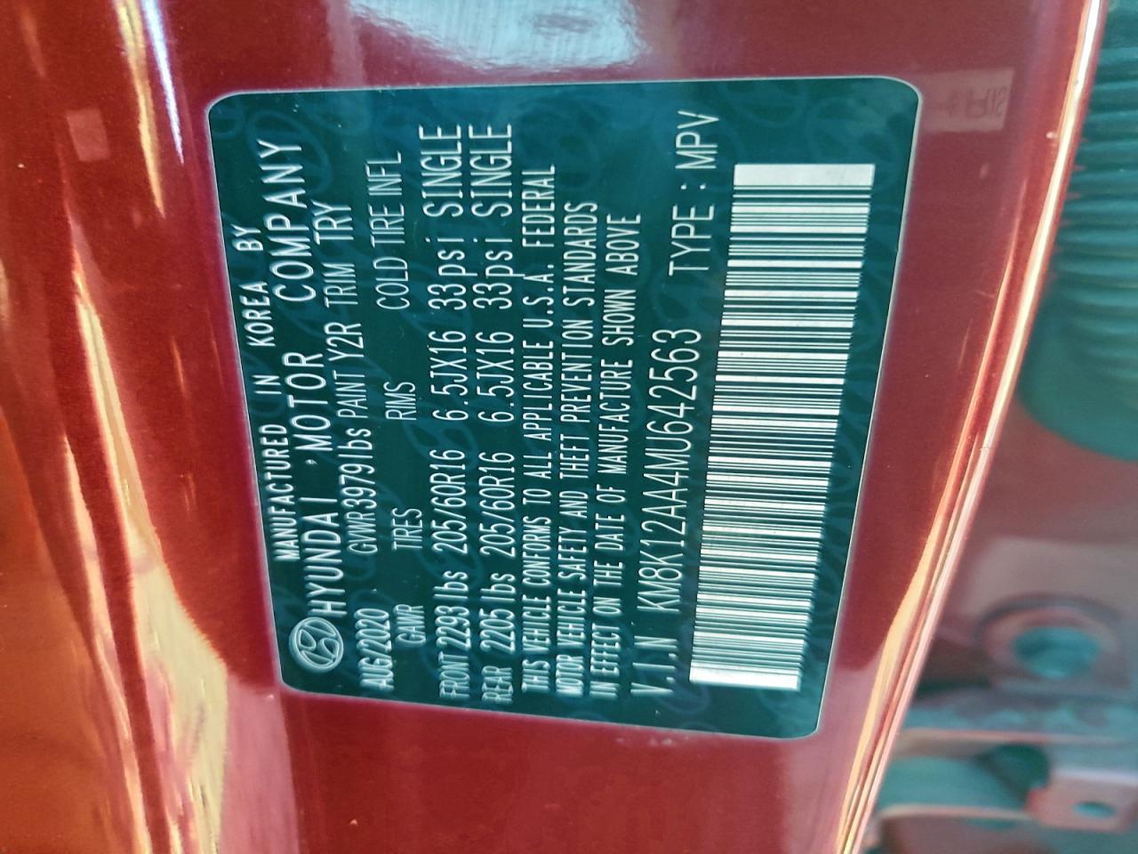 2021 Hyundai Kona Se VIN: KM8K12AA4MU642563 Lot: 96381255