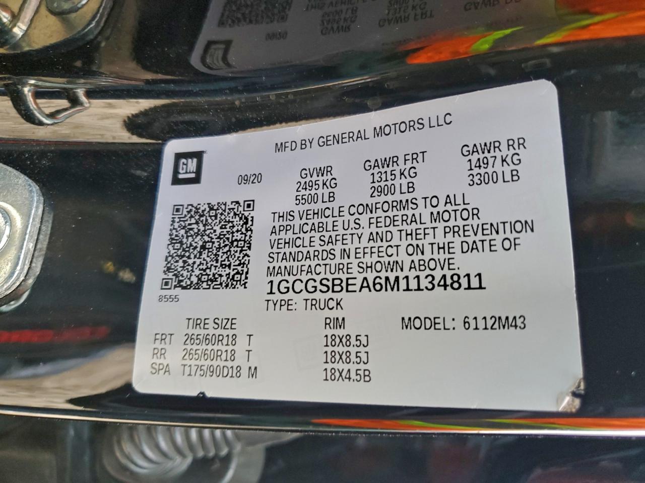 2021 Chevrolet Colorado VIN: 1GCGSBEA6M1134811 Lot: 94965095