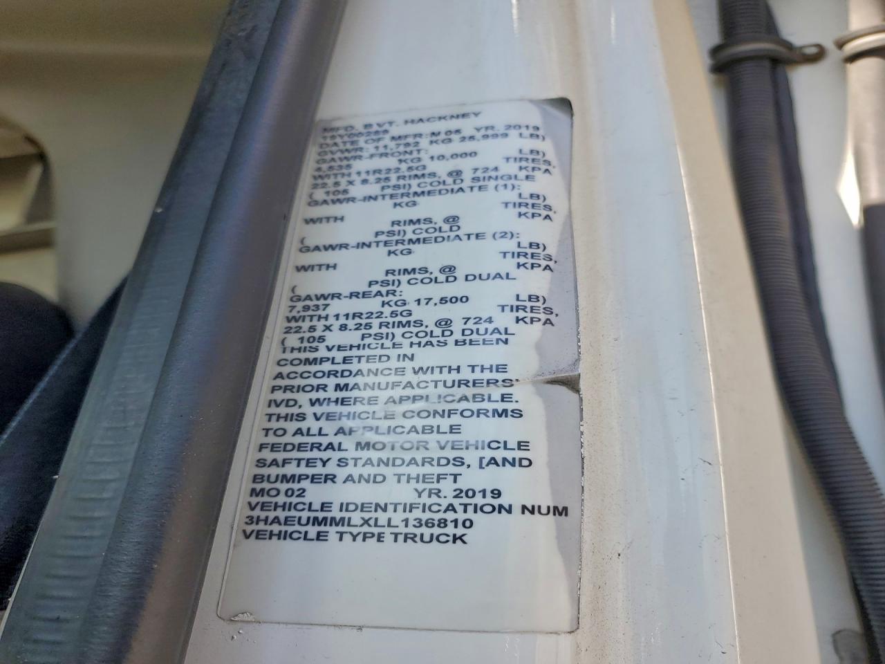 2020 International Mv607 Refrigerated Box Truck VIN: 3HAEUMML7LL136540 Lot: 94769285