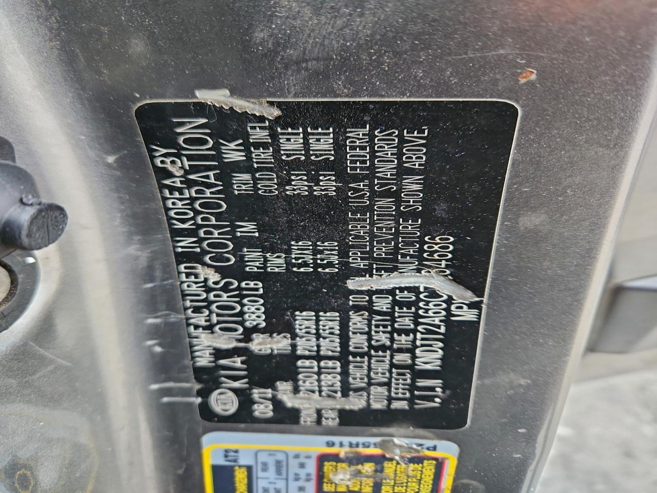 2012 Kia Soul + VIN: KNDJT2A66C7364686 Lot: 95762745