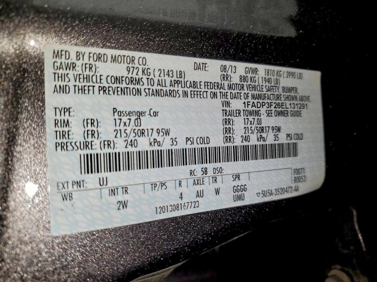 2014 Ford Focus Se VIN: 1FADP3F26EL131291 Lot: 94405645