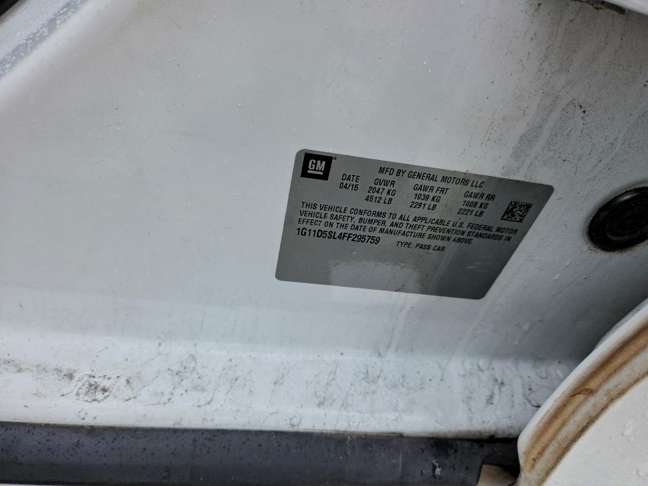 2015 Chevrolet Malibu 2Lt VIN: 1G11D5SL4FF295759 Lot: 94379525