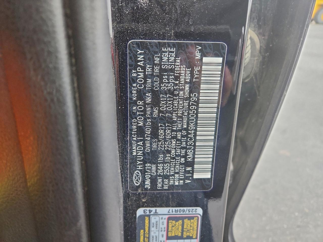 2019 Hyundai Tucson Limited VIN: KM8J3CA49KU059795 Lot: 94753865