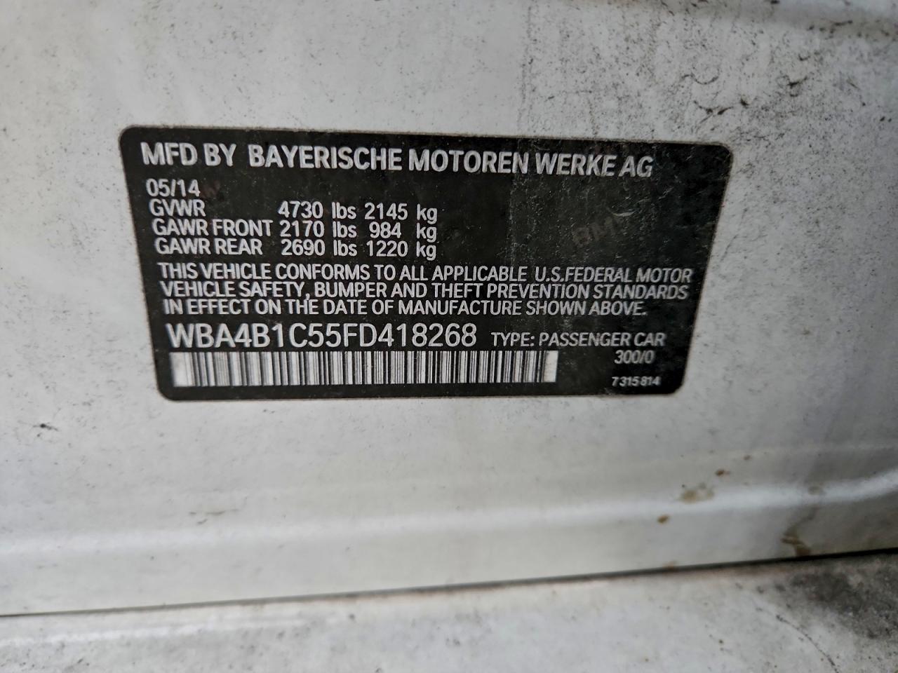 2015 BMW 435 I Gran Coupe VIN: WBA4B3C55FF418268 Lot: 95212165