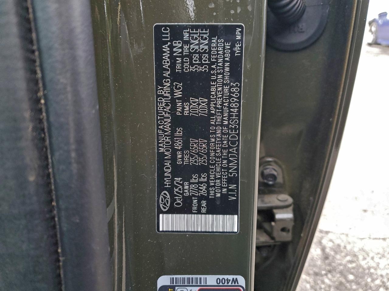 2025 Hyundai Tucson Se VIN: 5NMJACDE3SH489683 Lot: 94641445