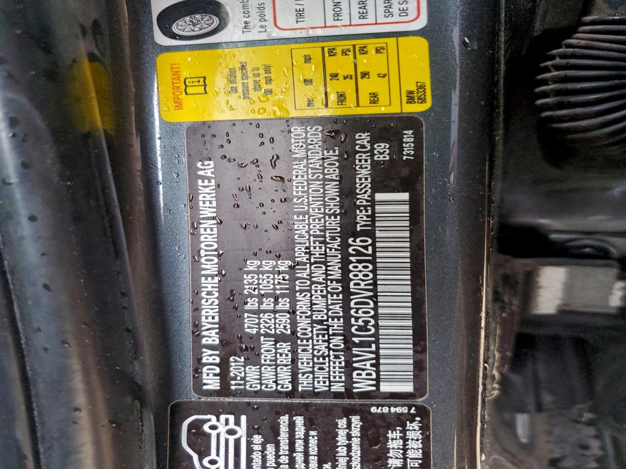 2013 BMW X1 xDrive28I VIN: WBAVL1C56DVR88126 Lot: 95968685