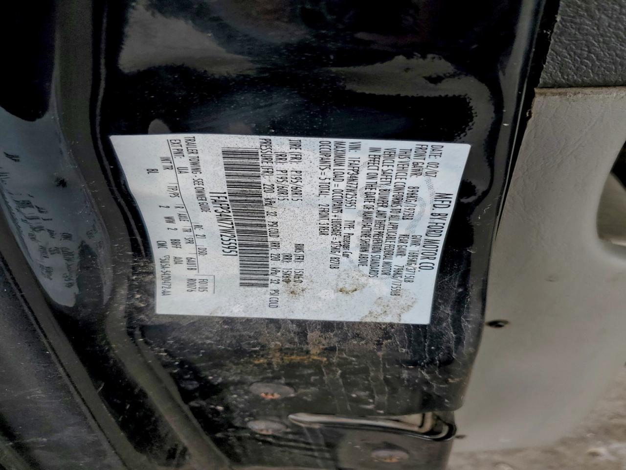 2007 Ford Focus Zx4 VIN: 1FAFP34N77W255951 Lot: 94738295