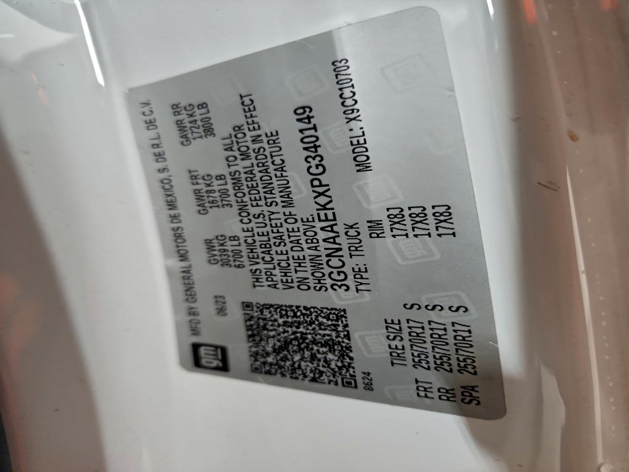 2023 Chevrolet Silverado C1500 VIN: 3GCNAAEKXPG340149 Lot: 95130725