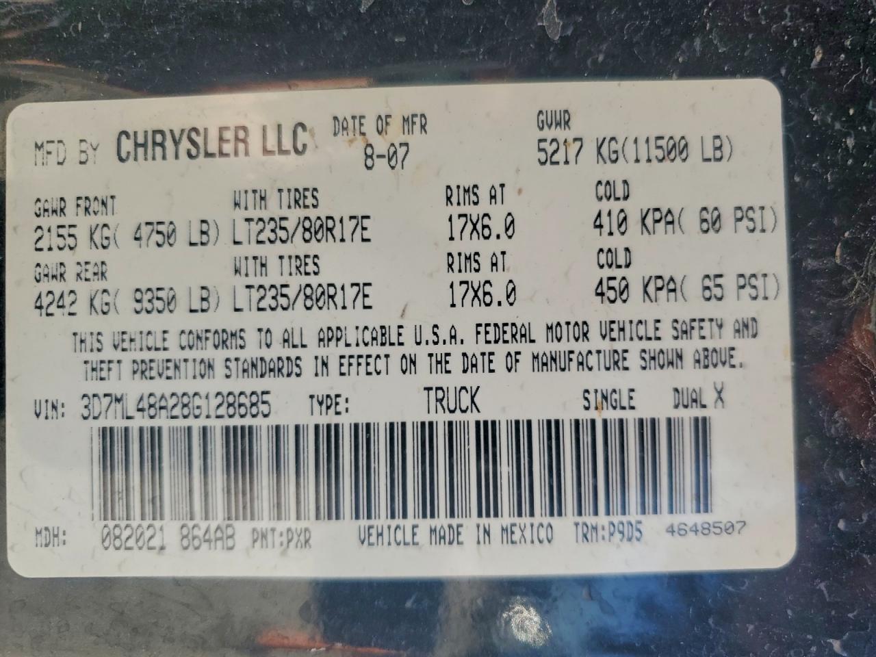2008 Dodge Ram 3500 St VIN: 3D7ML48A28G128685 Lot: 93151565