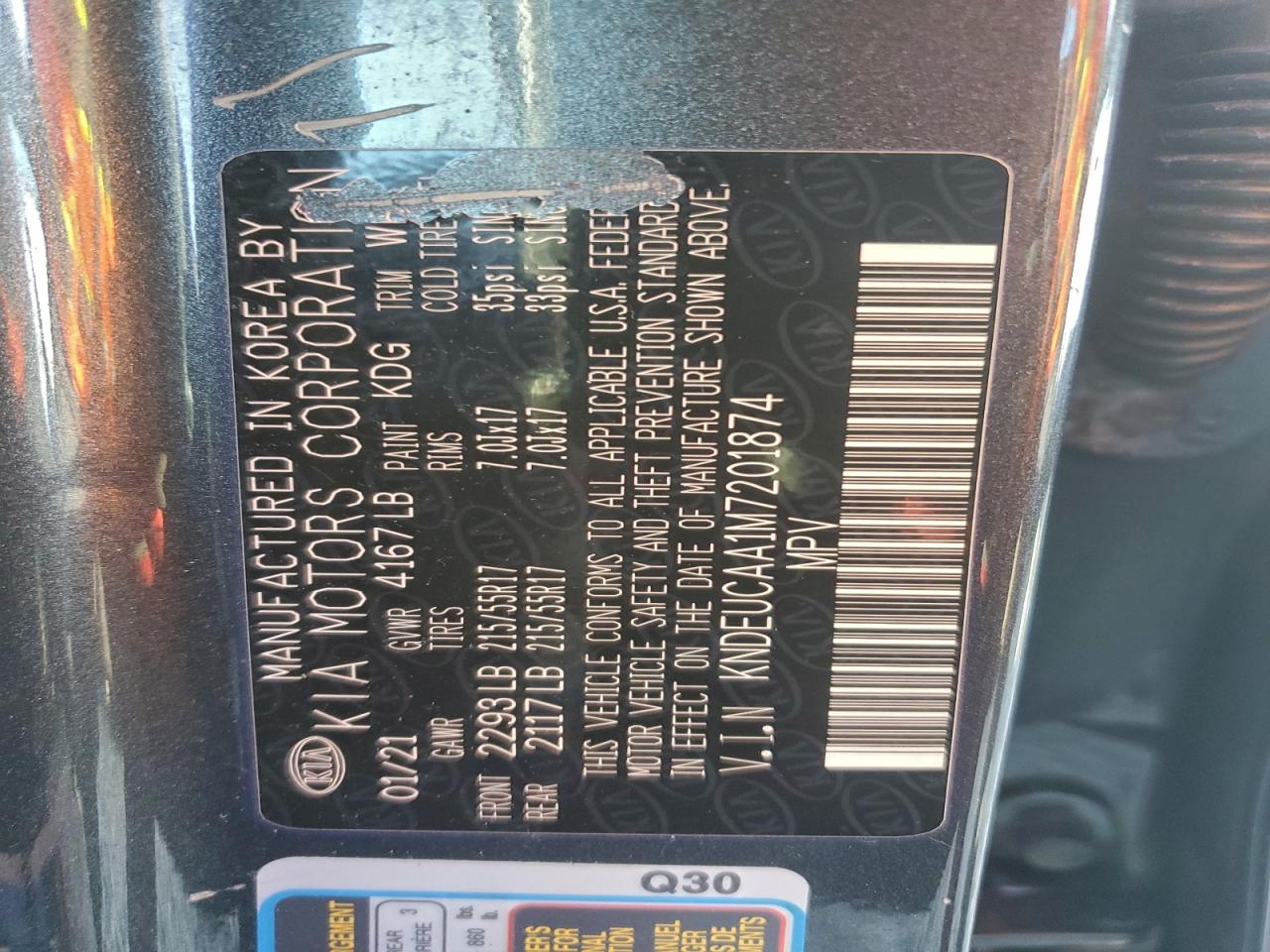 2021 Kia Seltos S VIN: KNDEUCAA1M7201874 Lot: 96098075