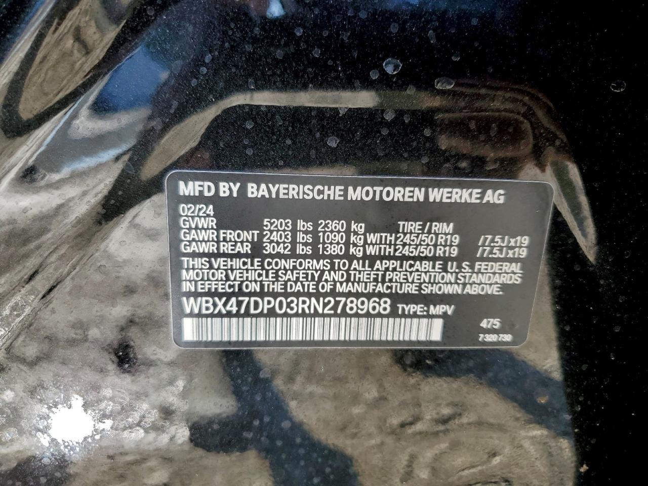 2024 BMW X3 Sdrive30I VIN: WBX47DP03RN278968 Lot: 93871475