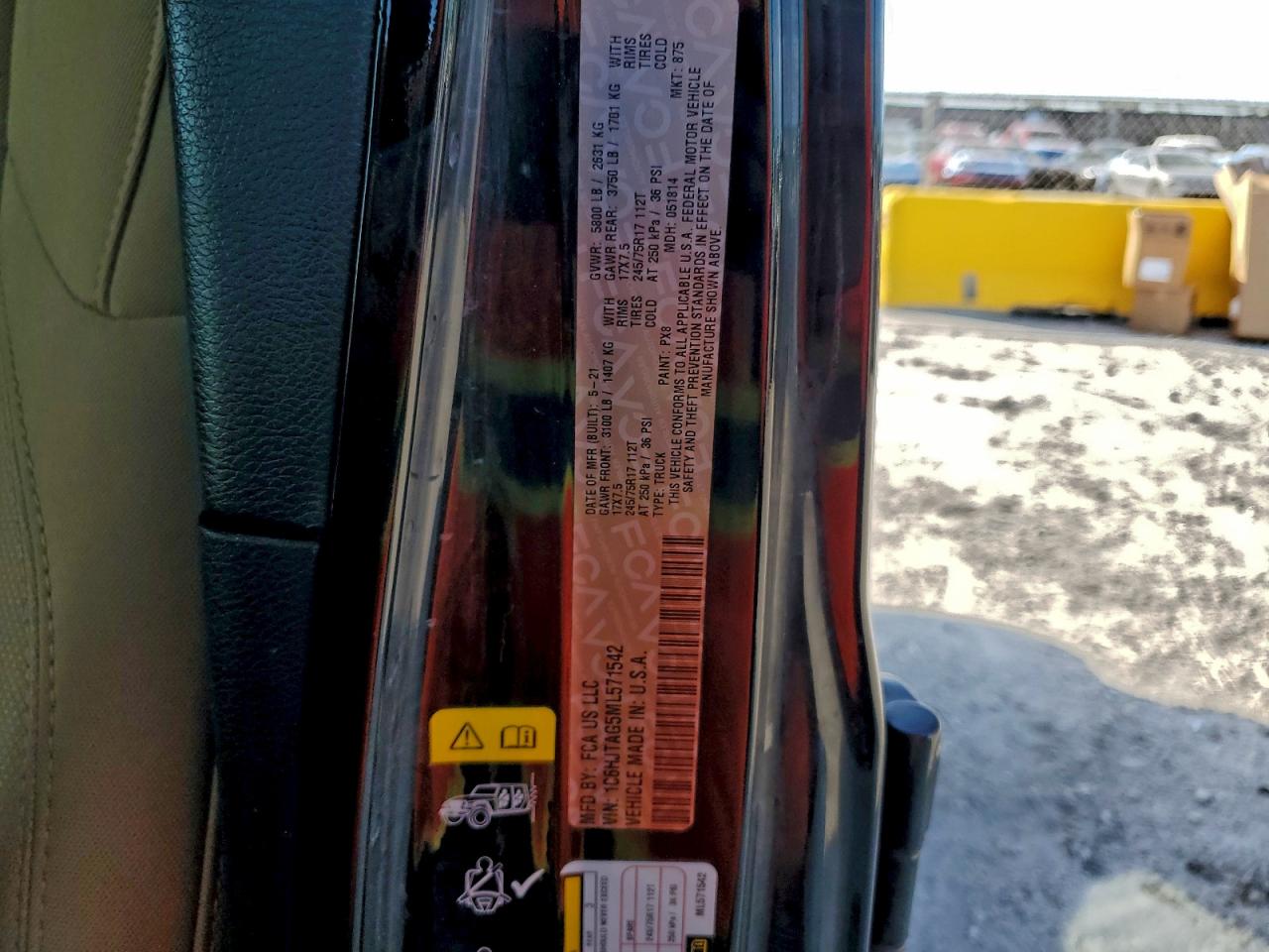 2021 Jeep Gladiator Sport VIN: 1C6HJTAG5ML571542 Lot: 95328175