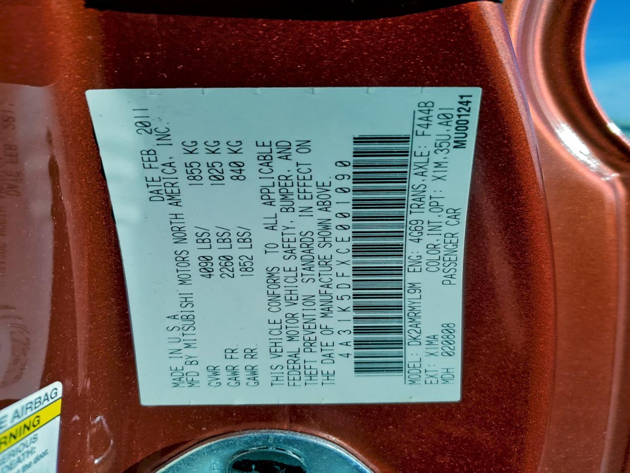 2012 Mitsubishi Eclipse Gs Sport VIN: 4A31K5DFXCE001090 Lot: 93861955