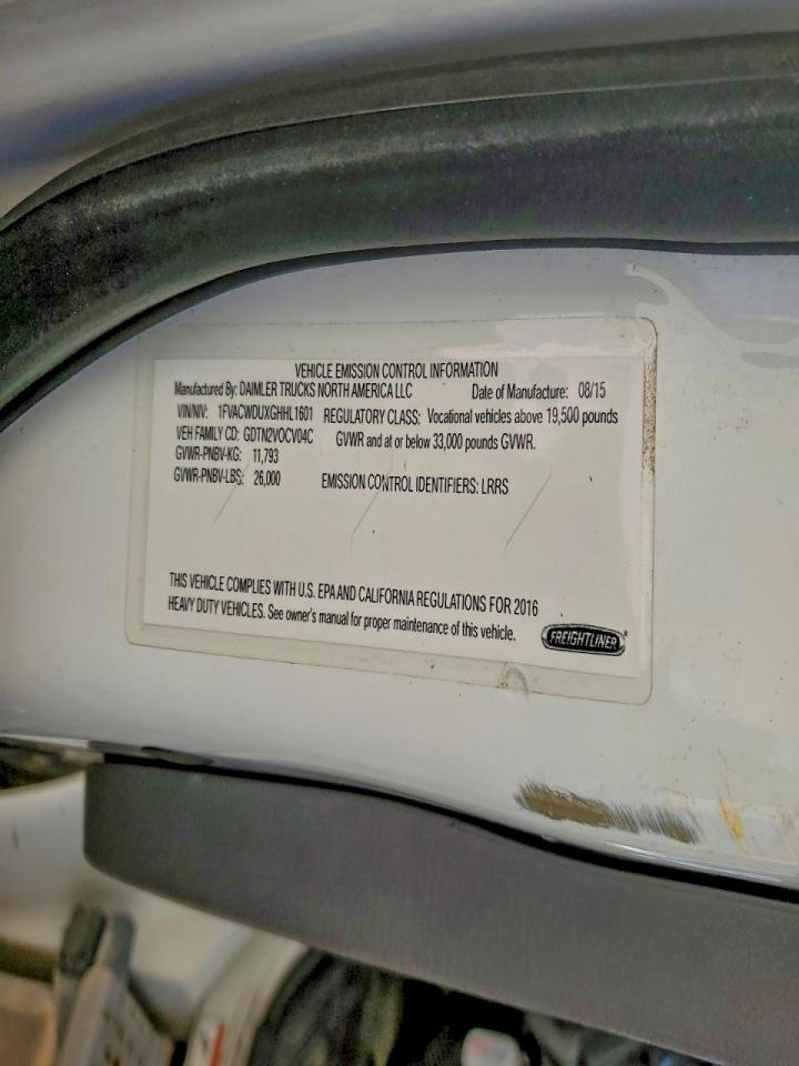 2016 Freightliner Business Class M2 Box Truck VIN: 1FVACWDUXGHHL1601 Lot: 95984515