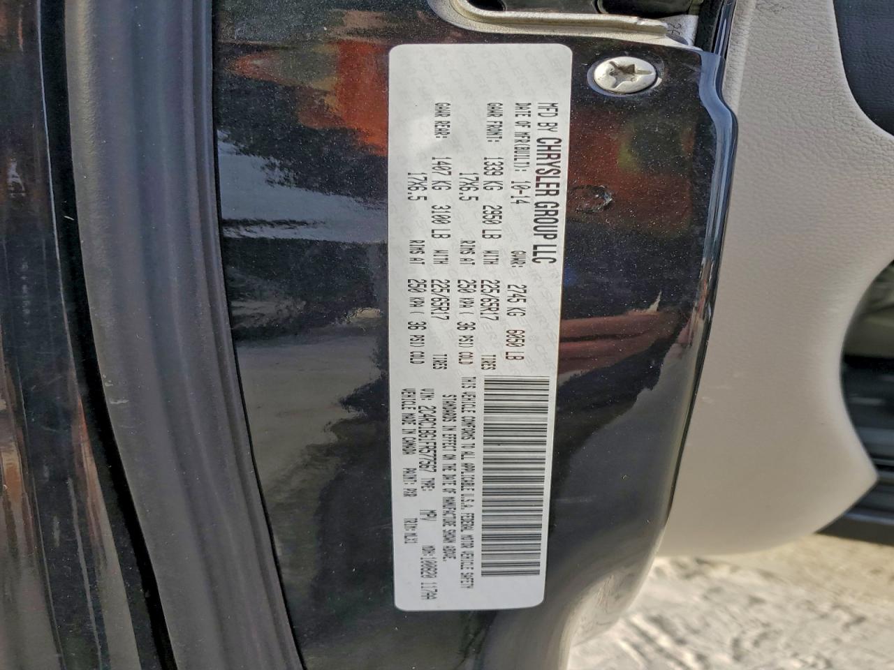 2015 Chrysler Town & Country Touring VIN: 2C4RC1BG1FR577567 Lot: 97232135