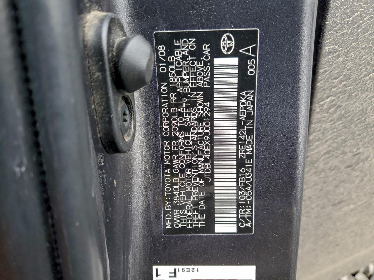 2009 Toyota Corolla Base VIN: JTDBL40EX9J001294 Lot: 96603485