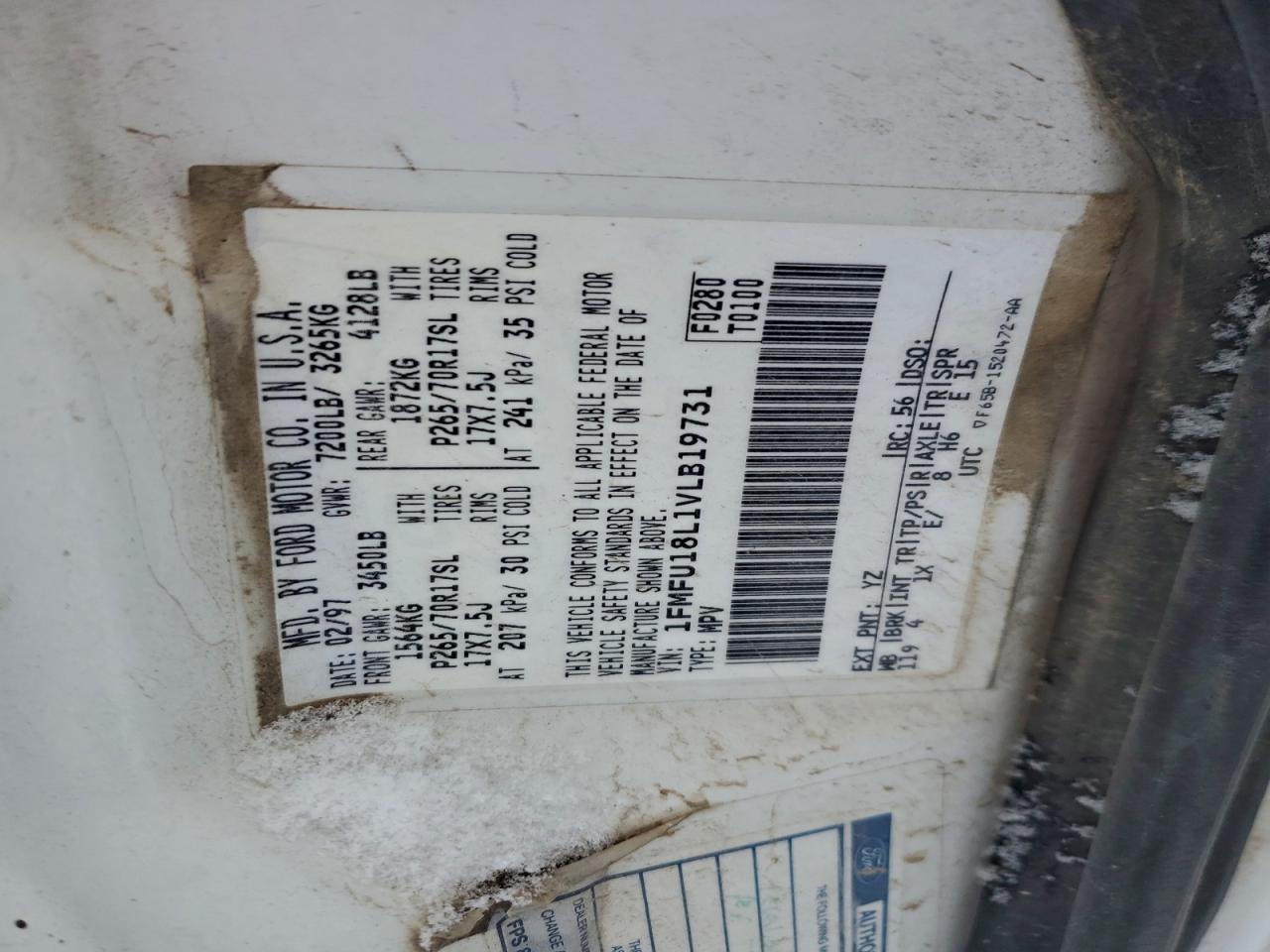 1997 Ford Expedition VIN: 1FMFU18L1VLB19731 Lot: 94992725