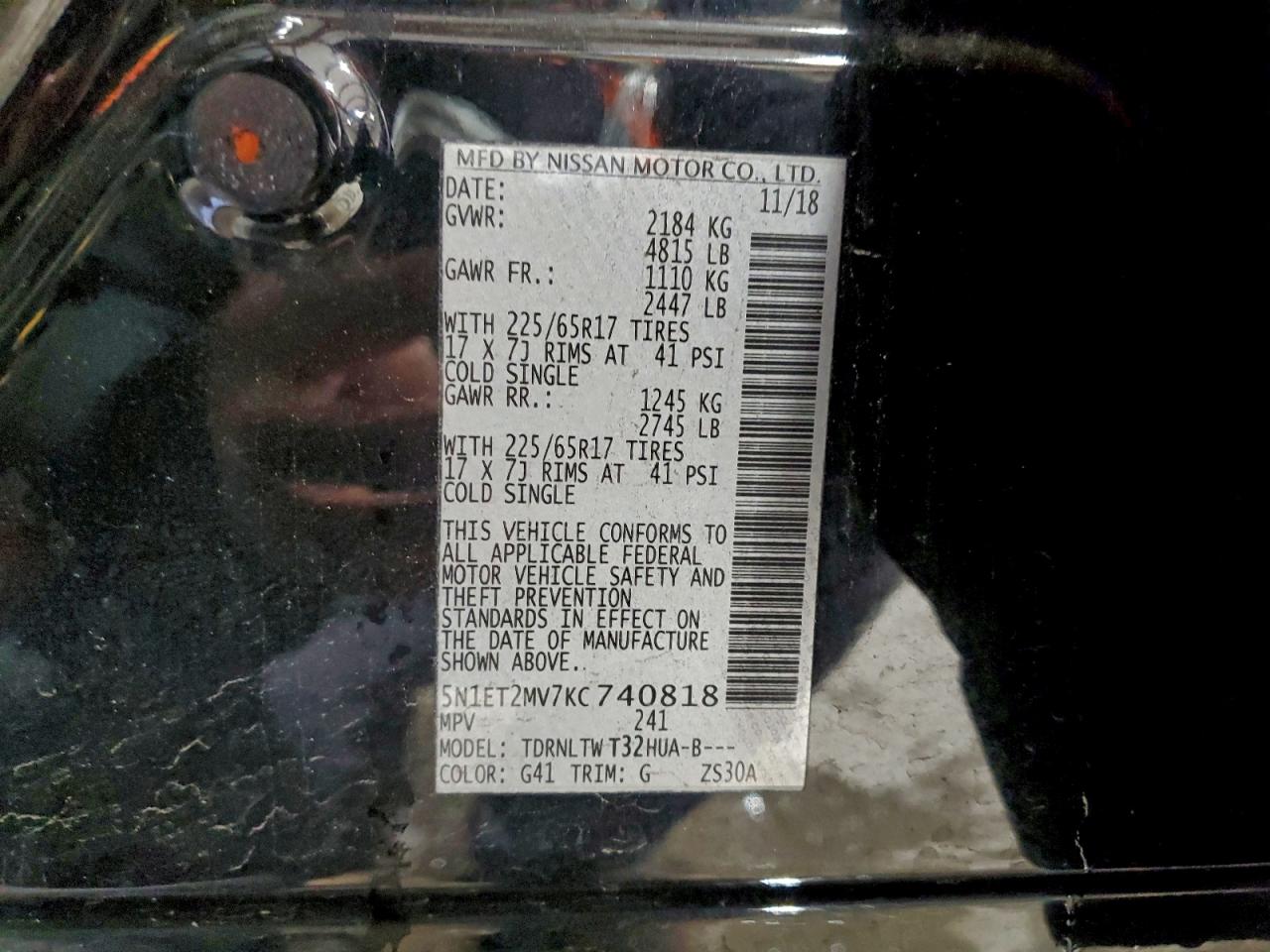 2019 Nissan Rogue Sv Hybrid VIN: 5N1ET2MV7KC740818 Lot: 94510015