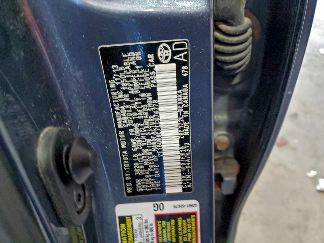 2014 Toyota Corolla L VIN: 2T1BURHE7EC076278 Lot: 92350045